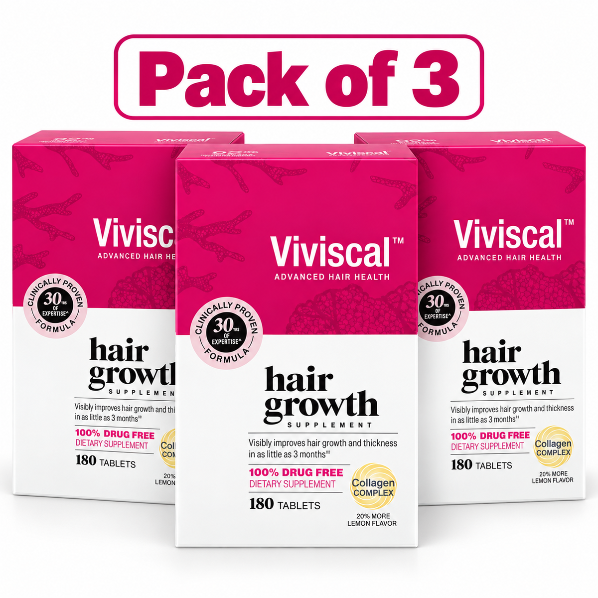 Viviscal Hair Growth Supplements For Women For Thicker, Fuller Hair 180 Tablet (PACK OF THREE)