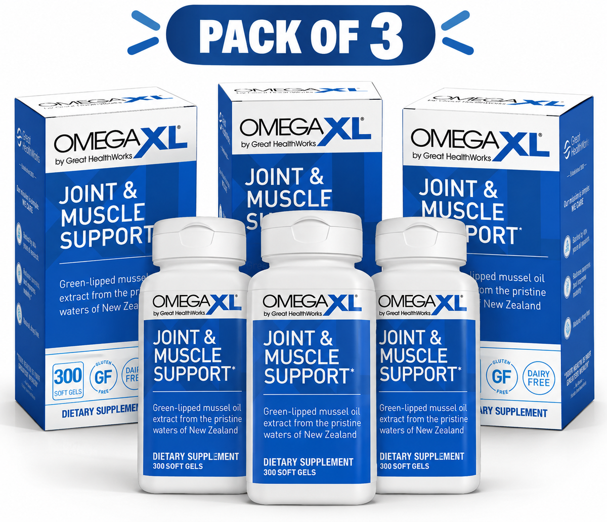 OmegaXL Joint Support Supplement, 300 Count (Pack of 3)