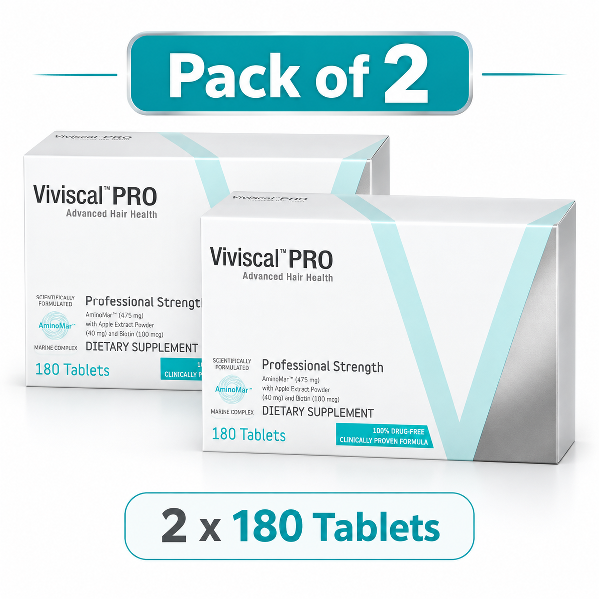 Viviscal Pro Advanced Hair Health 180 Tablets (PACK OF TWO)