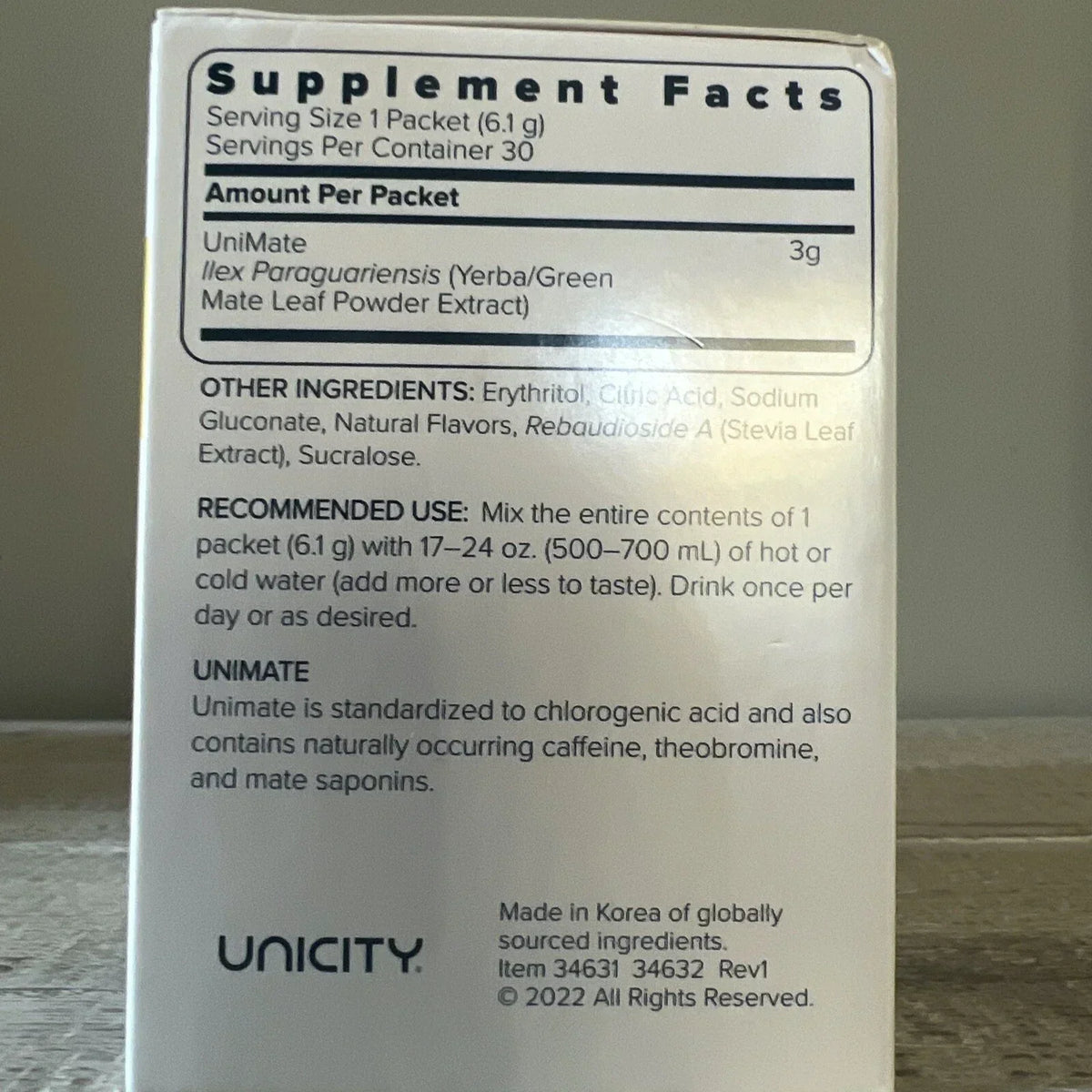 UNiCITY Unimate Lemon Yerba Mate, 30 Stick Packs