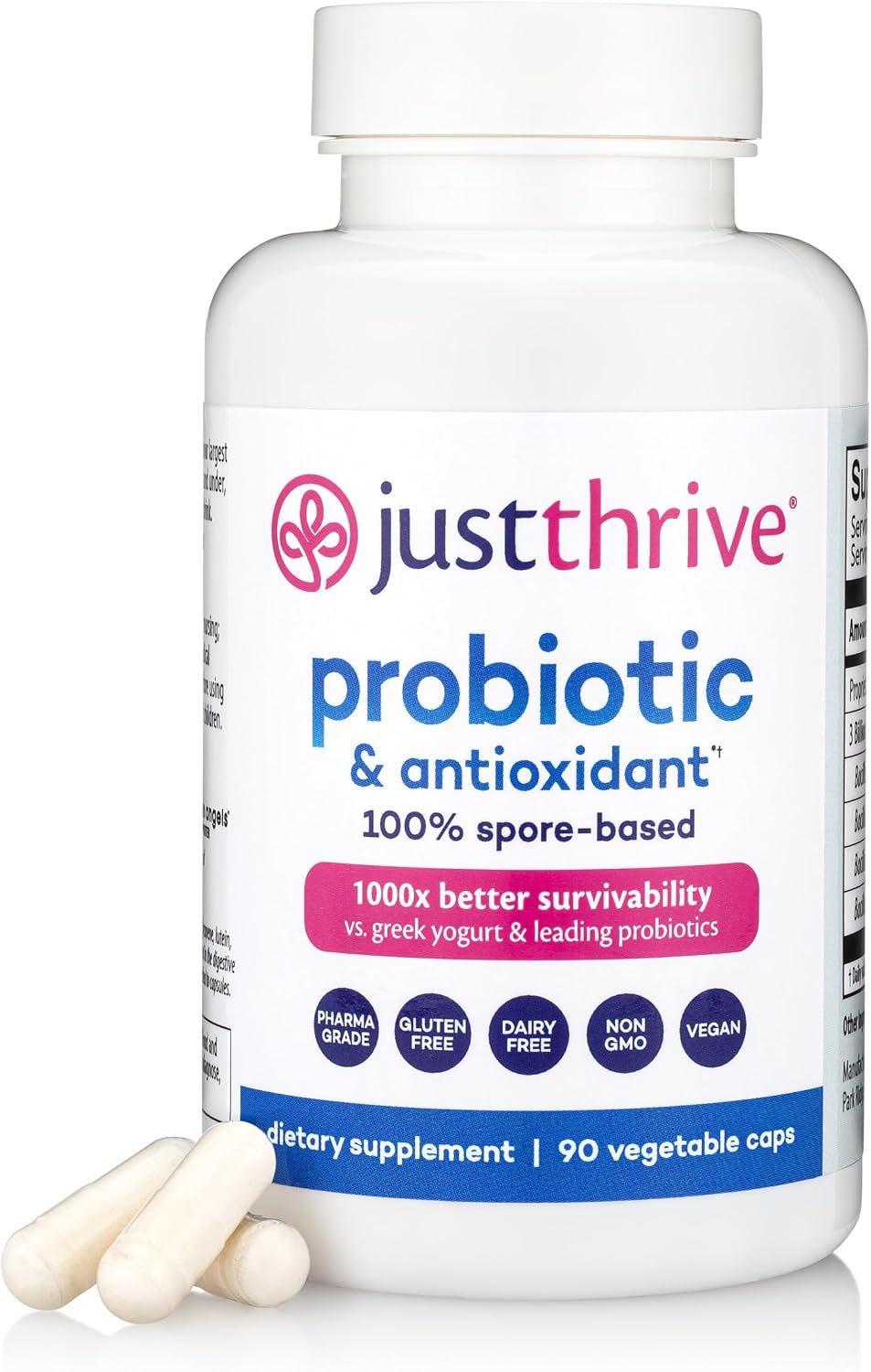 Just Thrive Probiotic & Antioxidant 100% Spore-Based Digestive Support (PACK OF TWO)