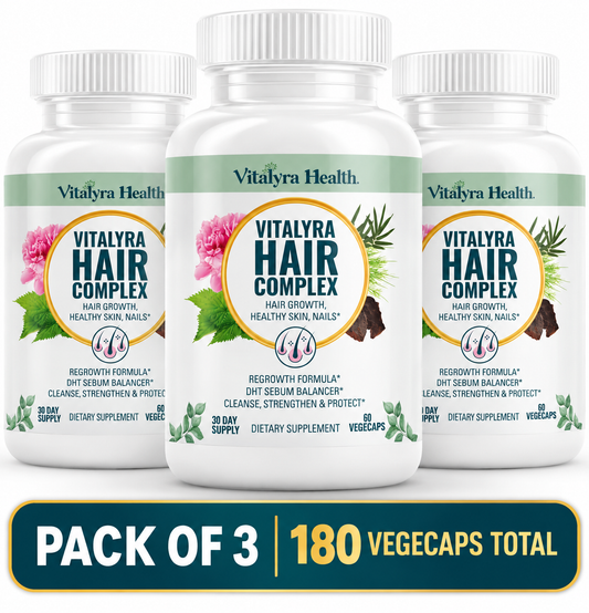 Vital Hair Complex – Biotin & Vitamin B Hair Vitamins for Women & Men   60 capsules (PACK OF THREE)