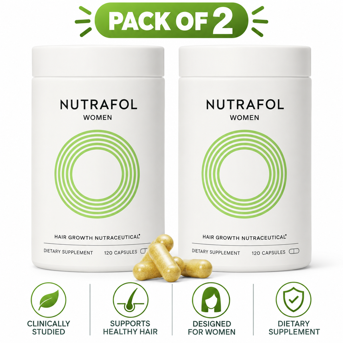 Nutrafol Women's Hair Supplement Ages 18–44, Pack of 2