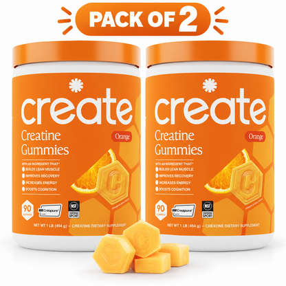 Create Creatine Gummies Orange 90 Count, Pack of 2
