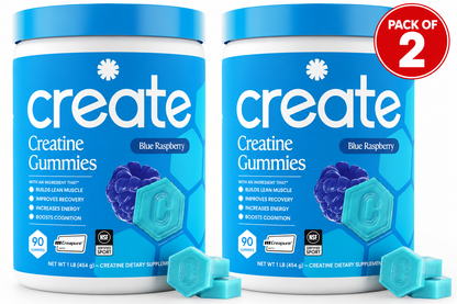 Create Creatine Gummies Blue Raspberry, 90 Count Pack of 2