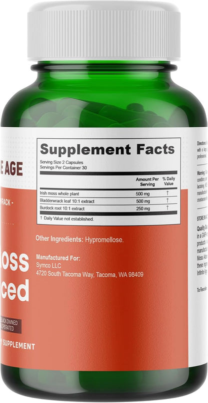 INFINITE AGE Sea Moss Capsules 1250mg, 120 Count Pack of 3