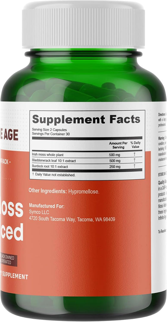 INFINITE AGE Sea Moss Capsules 1250mg, 120 Count Pack of 3