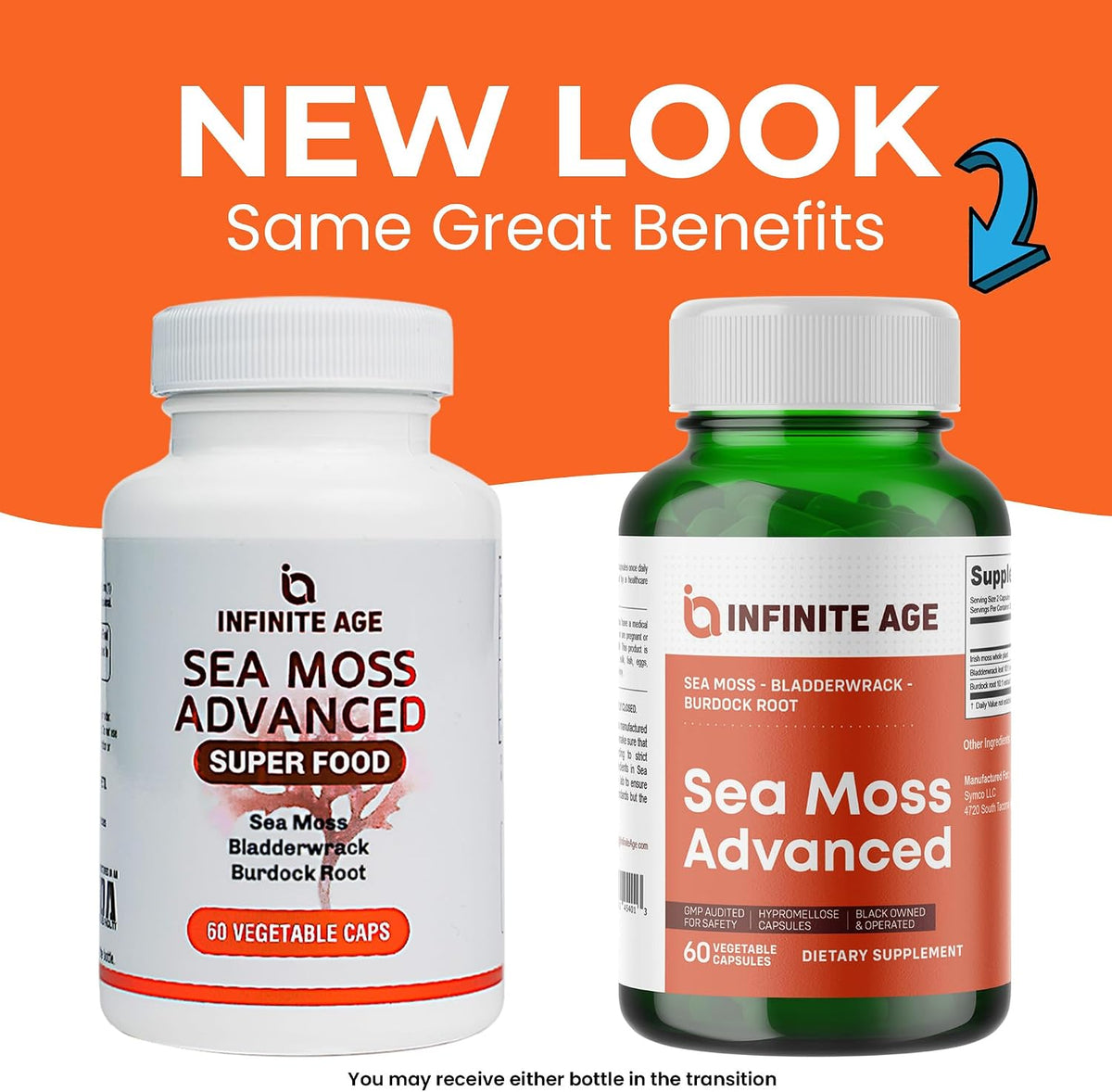 INFINITE AGE Sea Moss Capsules 1250mg, 120 Count Pack of 3