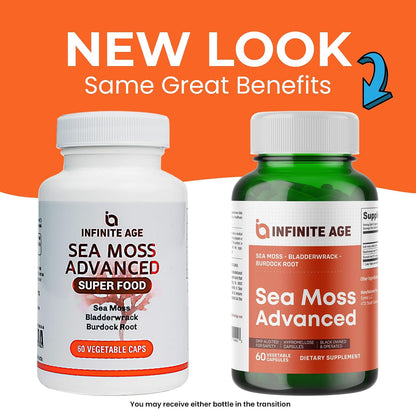 INFINITE AGE Sea Moss Capsules 1250mg, 120 Count Pack of 3