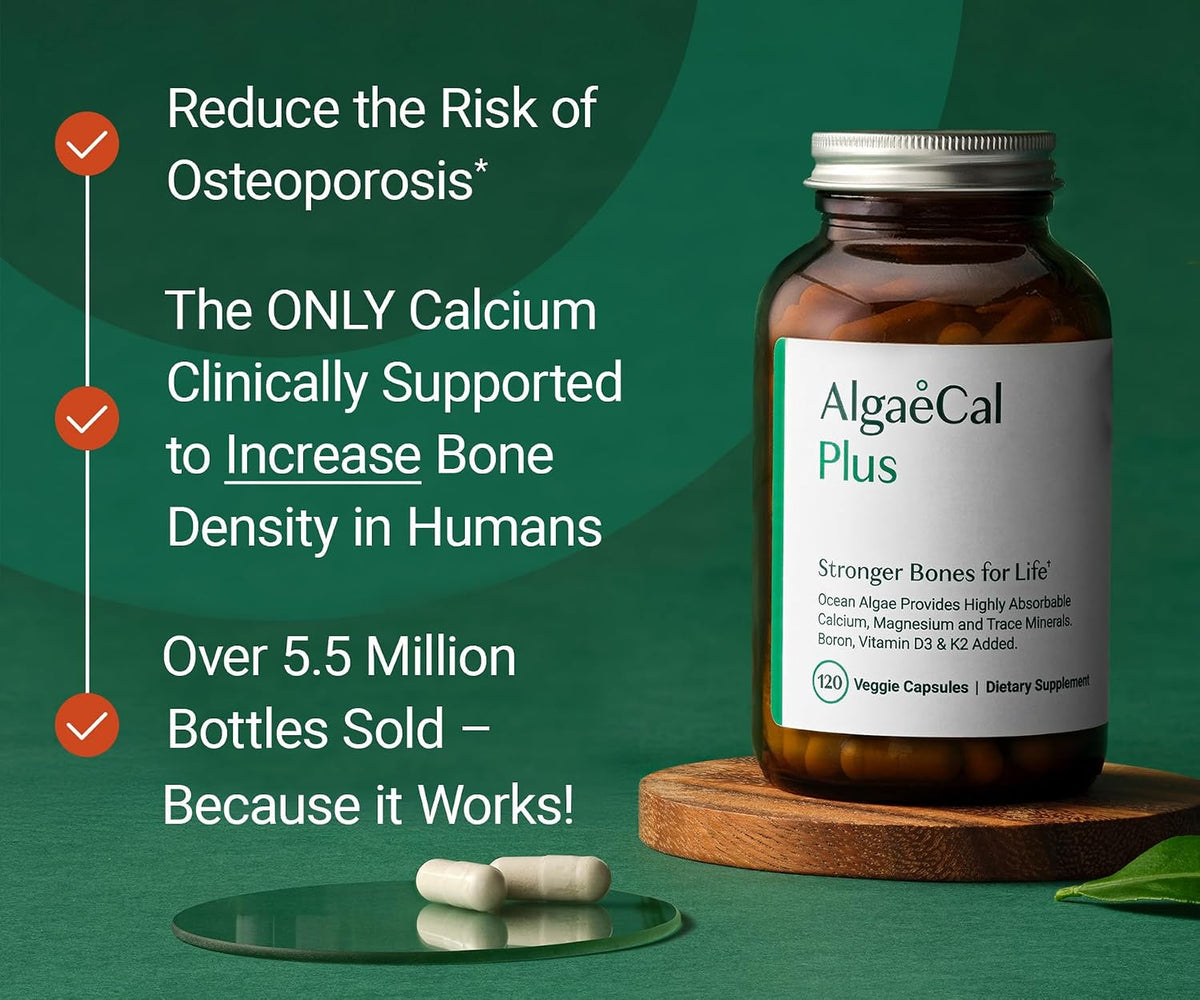 AlgaeCal Plus Calcium Supplement, 120 Capsules Pack of 3