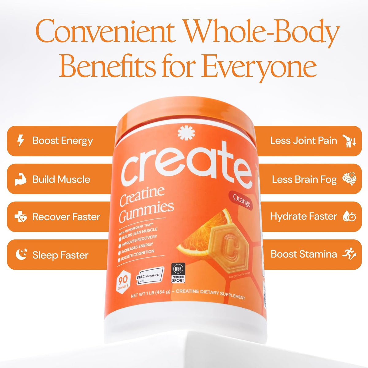 Create Creatine Gummies Orange 90 Count, Pack of 2