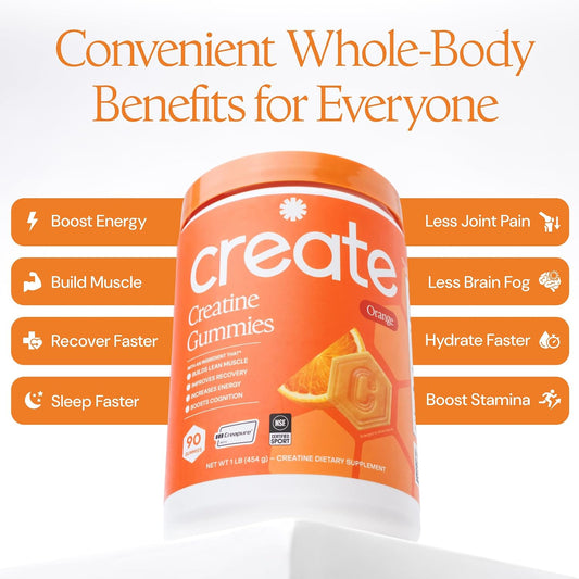 Create Creatine Gummies Orange 90 Count, Pack of 2