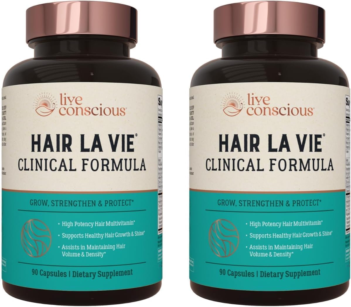 Live Conscious Hair La Vie Vitamins, 90 Capsules Pack of 2