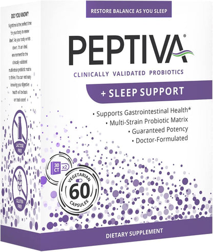 Peptiva Probiotics + Sleep Support, 60 Capsules Pack of 2