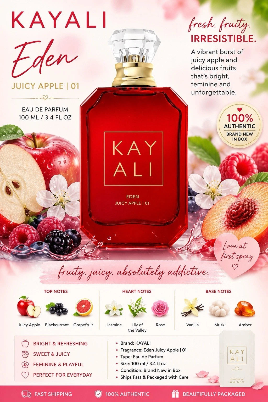 KAYALI Eden Juicy Apple 01 EDP 100ml | No Box